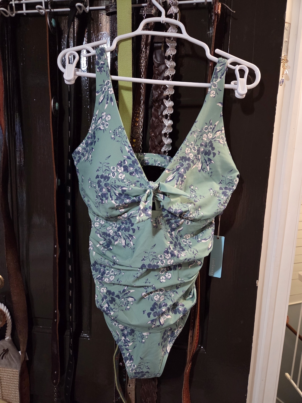 Birdsong Tie Front Underwire One Piece Swimsuit